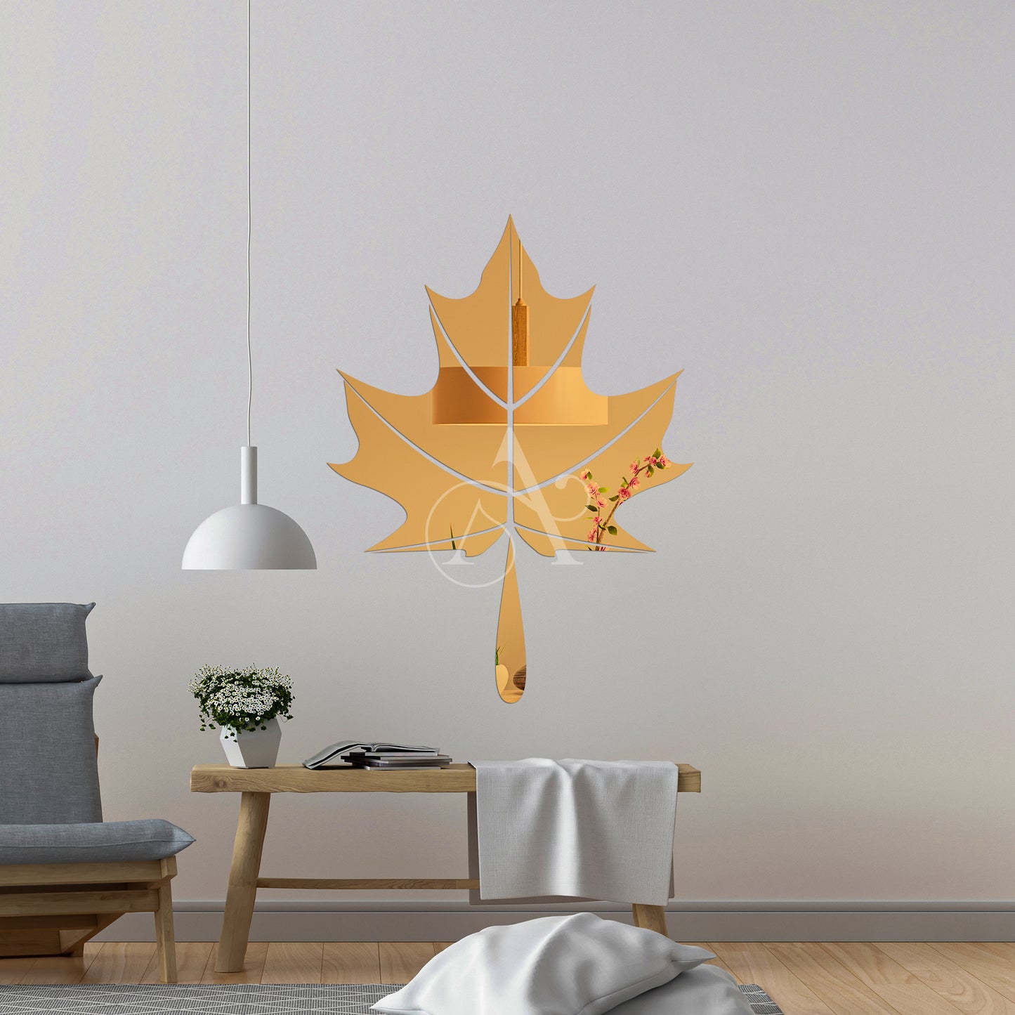 Acrylic Autumn Leaf Mirror Wall Decor