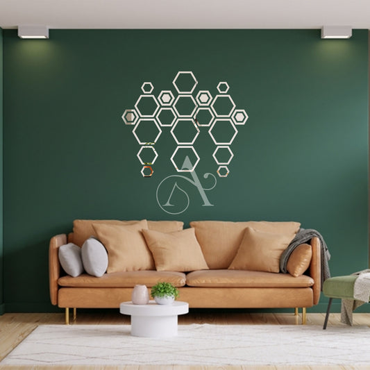Acrylic Hexagon Ring Mirror Wall Decor