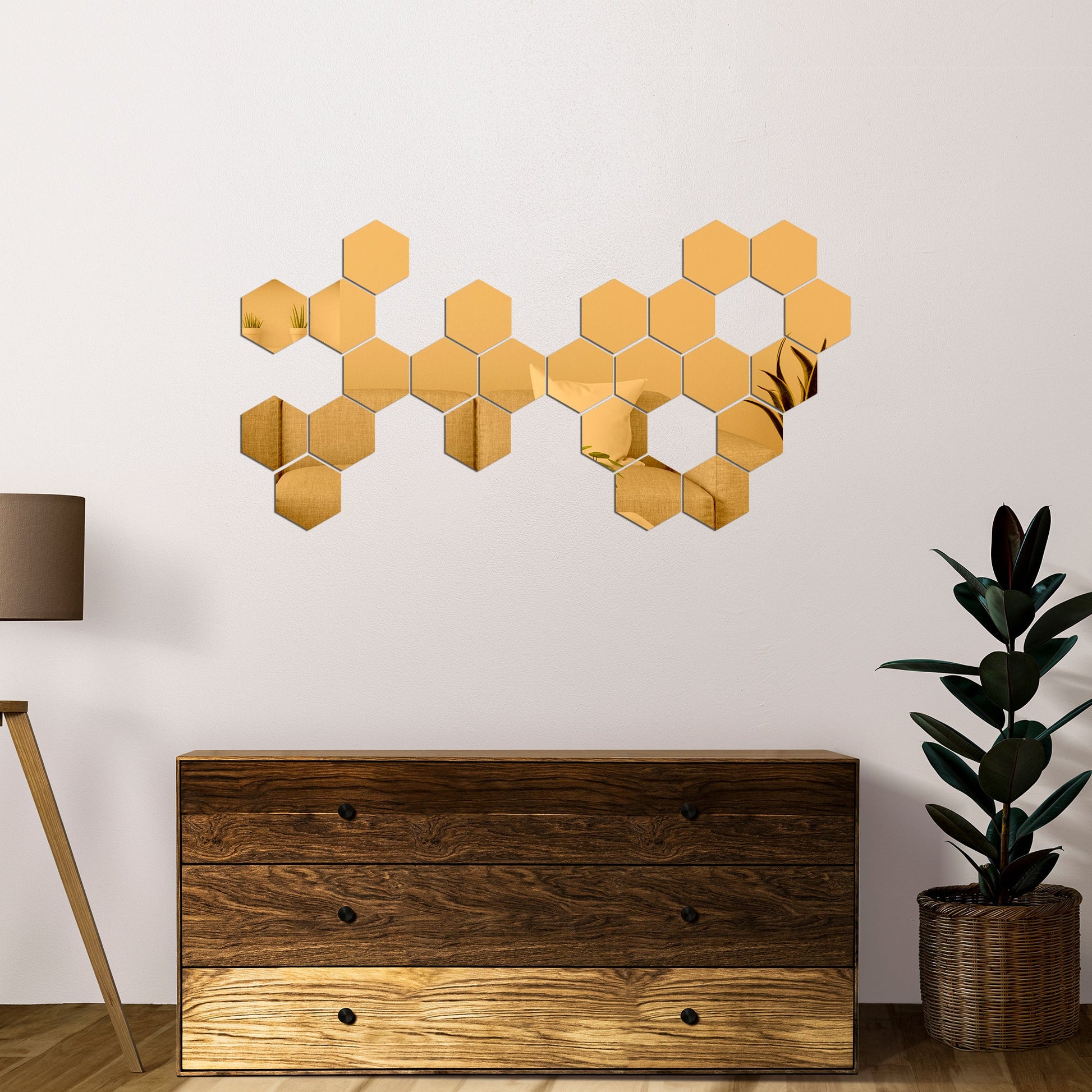 12 Hexagon Mirror Wall Decal Wall Stickers, Acrylic Mirror for Bedroom  Living Room Decorative Wall Mural 10 